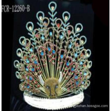 2018 Custom Peacock Rhinestone Pageant Big Crown For Sale